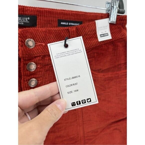 NWT Judy Blue Womens High Waist Ankle Straight Corduroy Jeans Rust Size 16W - Picture 9 of 15
